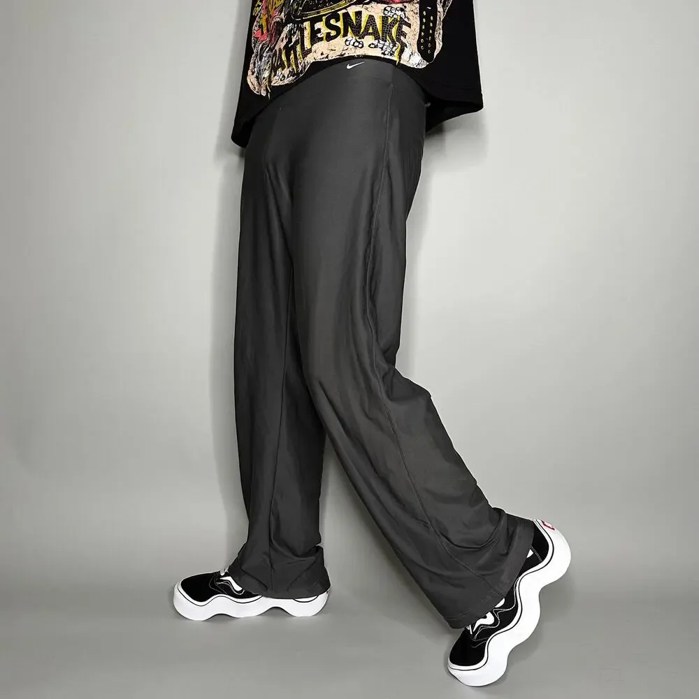 Vintage Y2K Nike Sweatpants Mens L Dark Grey Polyester White Swoosh Silver Tag